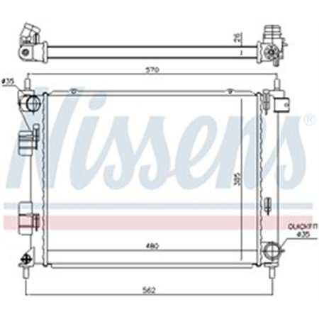 NISSENS 67616 - Engine radiator fits: HYUNDAI I20 ACTIVE, I20 I, I20 II 1.1D/1.4D 08.08-