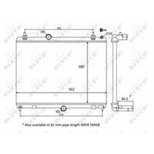 NRF 58399 Mootori radiaator sobib: CITROEN C5 III PEUGEOT 508 I 1.6/1.6D 0