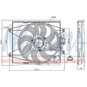 NISSENS 85744 - Radiator fan (with housing) fits: ABARTH 500 / 595 / 695; FIAT 500, 500 C; FORD KA 0.9-1.4 07.07-