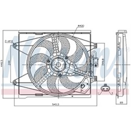 NIS 85744 Radiaatori ventilaator (korpusega) sobib: ABARTH 500 / 595 / 695