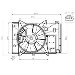 NRF 47949 - Radiator fan (with housing) fits: MAZDA 6, CX-3 2.0/2.2D 12.12-