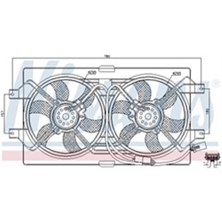 NISSENS 85386 - Radiator fan (with housing) fits: CHRYSLER 300M 2.7/3.5 07.98-09.04