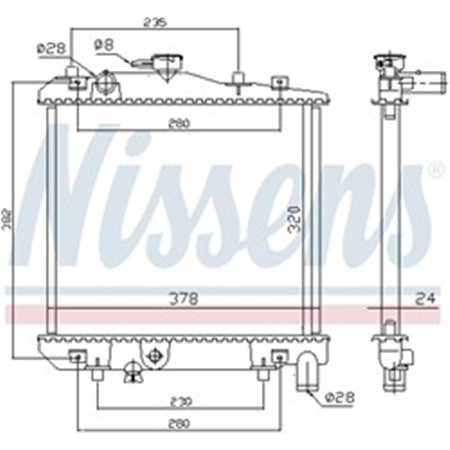 NISSENS 62505 - Engine radiator fits: KIA PRIDE MAZDA 121 I 1.1/1.3 10.87-09.01