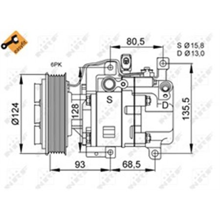 NRF 32408 - Luftkonditioneringskompressor passar: MAZDA 3, 6, CX-7 1.8/2.0/2.3 01.02-03.13