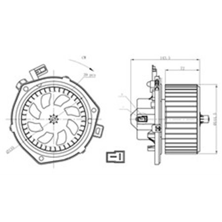NRF 34280 - Air blower fits: IVECO DAILY III, DAILY IV, DAILY V 2.3D-Electric 05.99-02.14