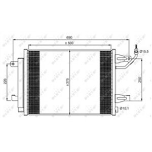 NRF 350073 - A/C condenser (with dryer) fits: MITSUBISHI COLT CZC VI, COLT VI; SMART FORFOUR 1.1-1.5D 01.04-06.12
