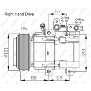 NRF 32443G Kliimaseadme kompressor sobib: KIA SORENTO I 2.5D 08.02 