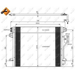 NRF 35928 - A/C condenser fits: CHRYSLER GRAND VOYAGER V, VOYAGER V; LANCIA VOYAGER 2.8D-3.8 10.07-