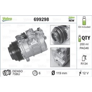 VALEO 699298 - Air-conditioning compressor fits: MERCEDES C T-MODEL (S202), C (W202), CLK (A208), CLK (C208), E T-MODEL (S210), 