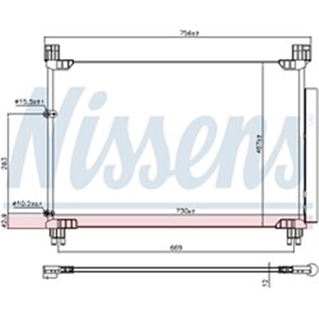 NISSENS 941147 - A/C condenser (with dryer) fits: LEXUS RX 2.0/3.5H 10.15-