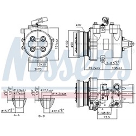 NISSENS 890624 - Air-conditioning compressor fits: MITSUBISHI COLT CZC VI, COLT VI 1.5 03.05-06.12