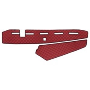 F-CORE FD09 RED - Dashboard mat (proximity sensor hole) red, ECO-leather quilted, ECO-LEATHER Q fits: VOLVO FH II, FH16 II 03.14