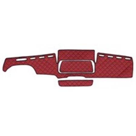 F-CORE FD08 RED - Dashboard mat red, ECO-leather quilted, ECO-LEATHER Q fits: MAN TGX I 06.06-