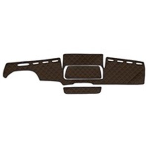 F-CORE FD08 BROWN Dashboard mat brown, ECO leather quilted, ECO LEATHER Q fits: MAN