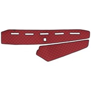 F-CORE FD05 RED - Dashboard mat (proximity sensor hole missing) red, ECO-leather quilted, ECO-LEATHER Q fits: VOLVO FH II, FH16 