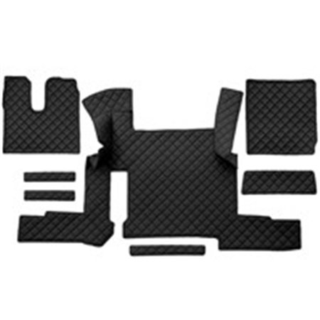 F-CORE FL49 BLACK - Floor mat F-CORE, on the whole floor, two drawers, quantity per set 7 szt. (material - eco-leather quilted, 