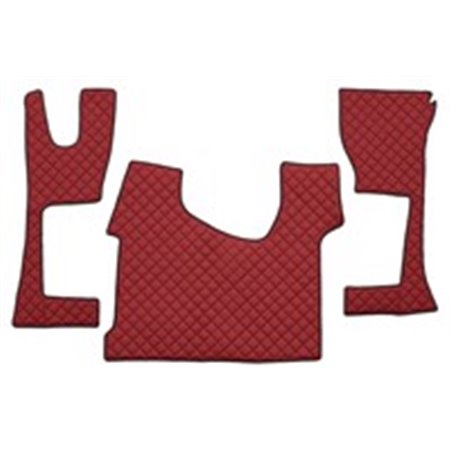 F-CORE FL34 RED - Floor mat F-CORE, on the whole floor, quantity per set 3 szt. (material - eco-leather quilted, colour - red, n