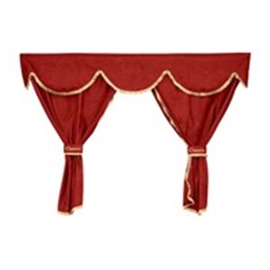 F-CORE XC13 RED - Driver’s cab curtains (wide cab, frills, front, rear, suede) CLASSIC, quantity per set: 7pcs red, cab type: XX