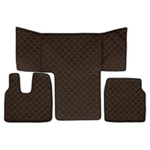 F-CORE FL41 BROWN - Floor mat F-CORE, cab L, on the whole floor, XL cabin, quantity per set 3 szt. (material - eco-leather quilt