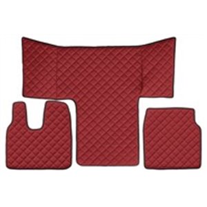 F-CORE FL41 RED - Floor mat F-CORE, cab L, on the whole floor, XL cabin, quantity per set 3 szt. (material - eco-leather quilted