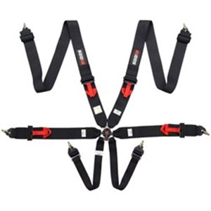 RRS RRS0002CZA/2022 - RRS R6 seat belts, 6-point 3-inch belts, colour: black, fIA Certification, Aluminium, FIA 8853-2016