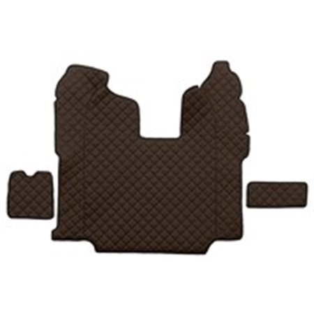 F-CORE RH10 BROWN - Floor mat F-CORE, for central tunnel, quantity per set 3 szt. (material - eco-leather quilted, colour - brow