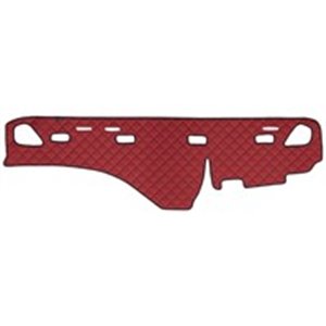 F-CORE FD03 RED - Dashboard mat red, ECO-leather quilted, ECO-LEATHER Q fits: VOLVO FH, FH16, FM 01.03-