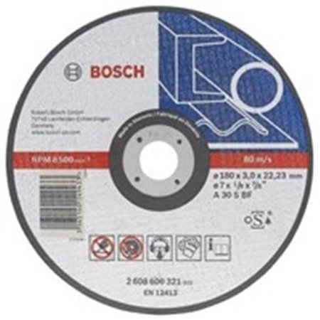 BOSCH 2 608 600 324 - Skiva för rak skärning, 25 st, 230 mm x 3 mm, P30, avsedd användning: stål
