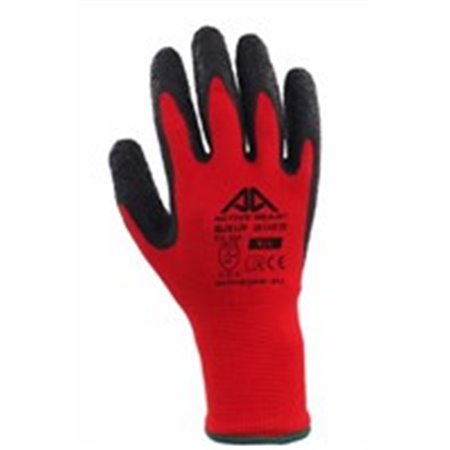 PROFITOOL 0XREK0207/L - 12 pairs, Protective gloves, ACTIVE GRIP, latex / polyester, colour: black/red, size: 9/L, 2016 3131X 