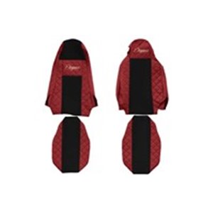 F-CORE FX16 RED - Seat covers ELEGANCE Q (red, material eco-leather quilted / velours, integrate passenger's headrest; integrate