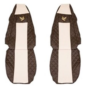 F-CORE FX02 BROWN/CHAMP - Seat covers ELEGANCE Q (brown/champagne, material eco-leather quilted / velours, integrated driver's h