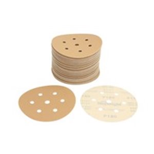 SUNMIGHT SUN52610 - GOLD Sandpaper: disc, rip tape, number of holes: 7, gradation: P180, diameter:150mm, colour: beige, packagin