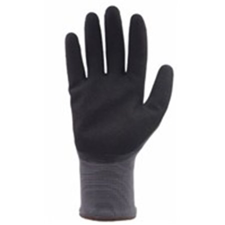 PROFITOOL 0XREK0238/L - 12 pairs, Protective gloves, ACTIVE GRIP, nitrile / polyester, colour: black/grey, size: 9/L, 2016 4121