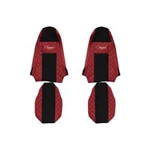 F-CORE FX15 RED - Seat covers ELEGANCE Q (red, material eco-leather quilted / velours, integrated driver's headrest; integrated 
