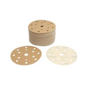 SUNMIGHT SUN44313 - GOLD Sandpaper: disc, rip tape, number of holes: 15, gradation: P280, diameter:150mm, colour: beige, packagi
