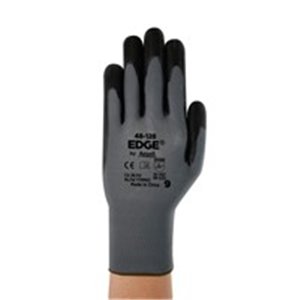 ANSELL 48-128-XL - 12 pairs, Protective gloves, EDGE, nitrile / nylon, colour: black/grey, size: 10/XL, anti-slip; antistatic, i