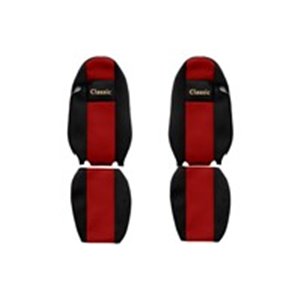 F-CORE PS08 RED - Seat covers Classic (red, material velours, driver’s seat belt assembled in the seat; passenger’s seat belt as