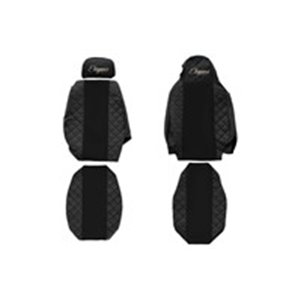 F-CORE FX25 BLACK - Seat covers ELEGANCE Q (black, material eco-leather quilted / velours, adjustable passenger's headrest; inte
