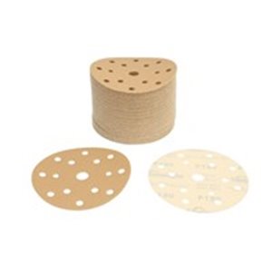 SUNMIGHT SUN44308 - GOLD Sandpaper: disc, rip tape, number of holes: 15, gradation: P120, diameter:150mm, colour: beige, packagi