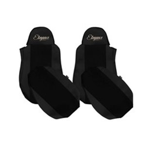 F-CORE UX04 BLACK - Seat covers ELEGANCE S (black, material eco-leather plain / velours) fits: DAF 95 XF, CF 65, CF 75, CF 85, L