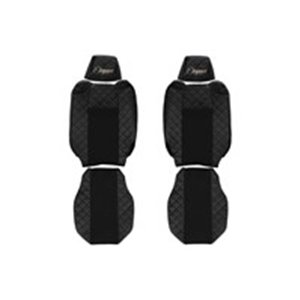 F-CORE FX19 BLACK - Seat covers ELEGANCE Q (black, material eco-leather quilted / velours, adjustable driver's headrest; adjusta