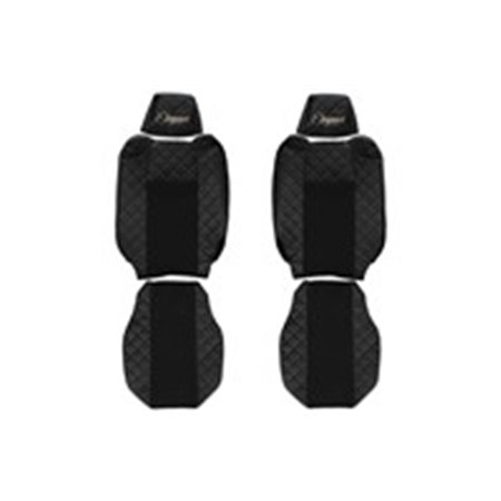 F-CORE FX19 BLACK - Seat covers ELEGANCE Q (black, material eco-leather quilted / velours, adjustable driver's headrest adjusta