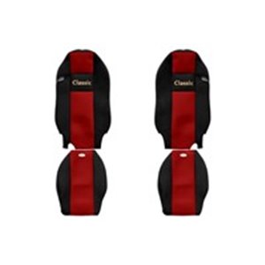 F-CORE PS23 RED - Seat covers Classic (red, material velours, driver’s seat belt assembled in the seat; integrated driver's head