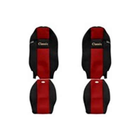 F-CORE PS23 RED - Seat covers Classic (red, material velours, driver’s seat belt assembled in the seat integrated driver's head