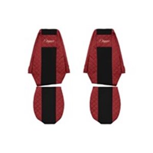 F-CORE FX08 RED - Seat covers ELEGANCE Q (red, material eco-leather quilted / velours) fits: RVI MAGNUM 10.04-