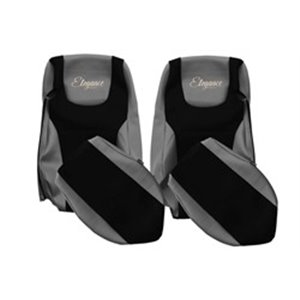 F-CORE UX07 GRAY - Seat covers ELEGANCE S (grey, material eco-leather plain / velours, EURO 6) fits: DAF XF 105, XF 106 10.12-