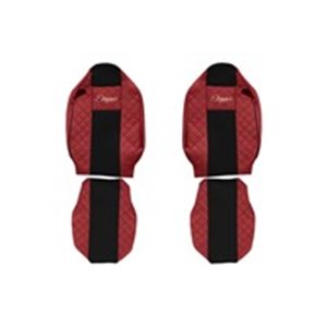 F-CORE FX11 RED - Seat covers ELEGANCE Q (red, material eco-leather quilted / velours, integrated driver's headrest; integrated 