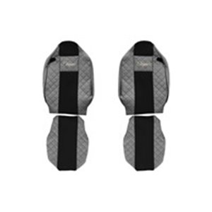 F-CORE FX11 GRAY - Seat covers ELEGANCE Q (grey, material eco-leather quilted / velours, integrated driver's headrest; integrate