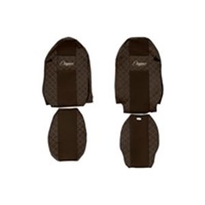 F-CORE FX12 BROWN - Seat covers ELEGANCE Q (brown, material eco-leather quilted / velours) fits: MERCEDES ACTROS MP2 / MP3 06.08
