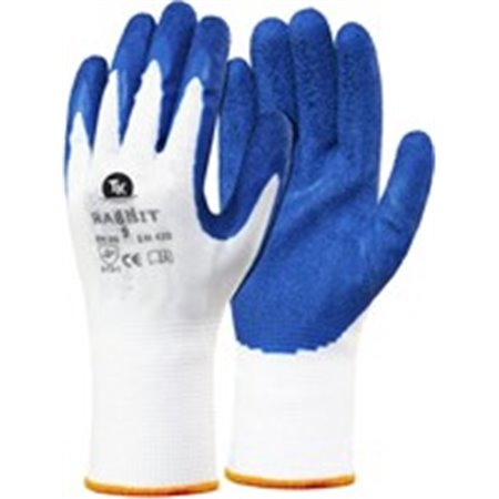 PROFITOOL 0XREK0235/M - 12 pairs, Protective gloves, RS RNYLA RABBIT, latex / polyester, colour: blue/white, size: 8/M, 3131 EN